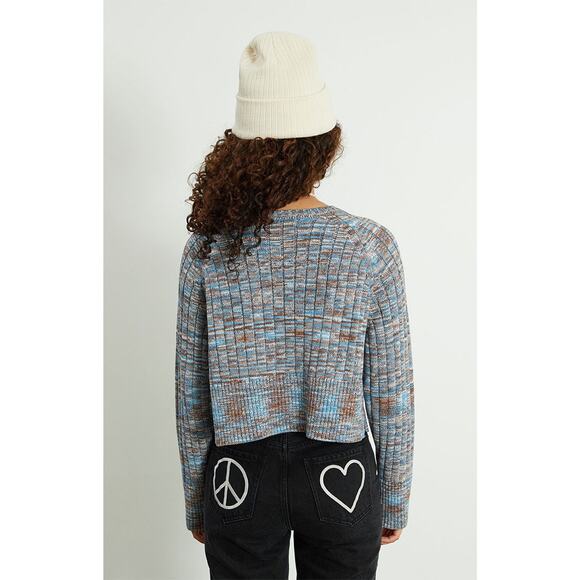 NWT PacSun Women’s Large LA Hearts Ellie Cropped Crew Neck Sweater Cotton Boxy - Picture 3 of 9